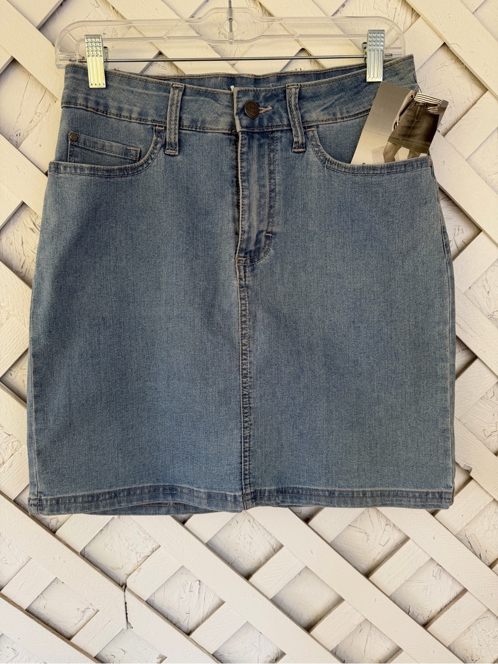 Lee Skort size 8 Blue Denim Mid Rise Regular Fit Stretch Casual Summer